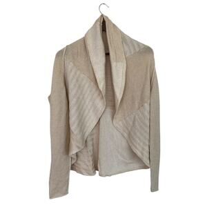 CAbi Shawl Collar Wool Open Cardigan Sweater Cream - Large